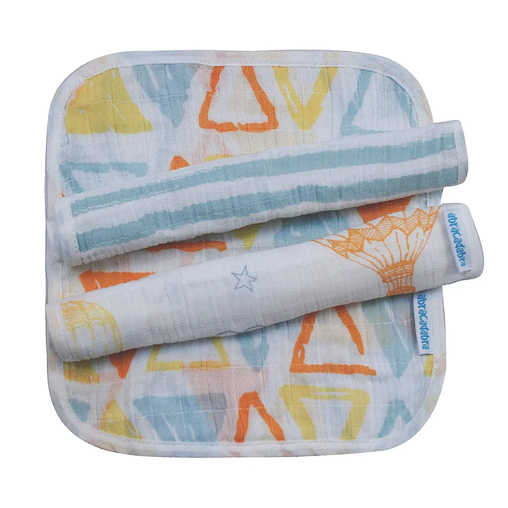 Abracadabra Cotton Muslin Wipes Pack of 3 (Hot Air Balloon) - Orange