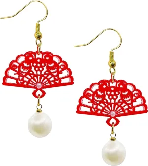 Acetate Dangle Earrings for Women  Culturally Inspired Lightweight Handmade Jewelry, Ethnic Earrings with 18K Gold Hooks