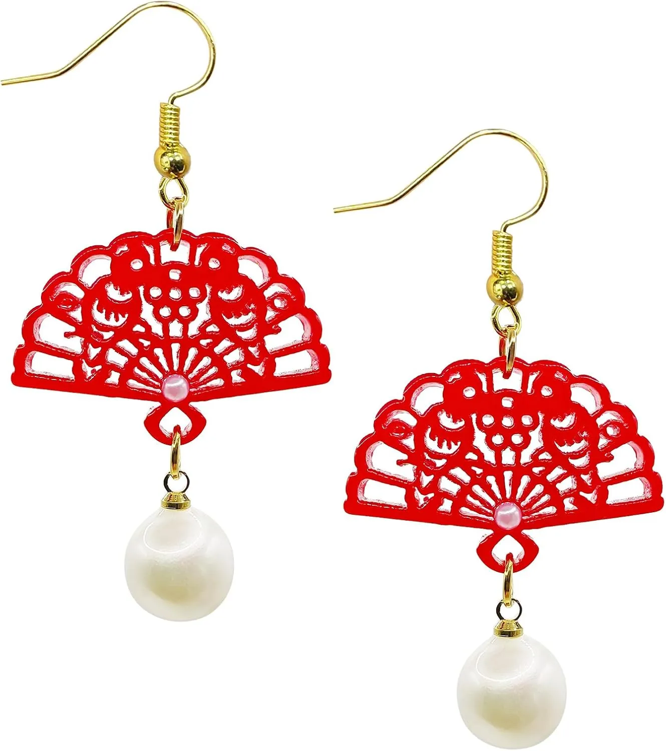 Acetate Dangle Earrings for Women  Culturally Inspired Lightweight Handmade Jewelry, Ethnic Earrings with 18K Gold Hooks
