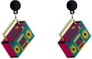 Acrylic Cassette Tape Earrings Retro Music Jewelry Vintage Style Accessories for Women Men Unique for Music Lovers