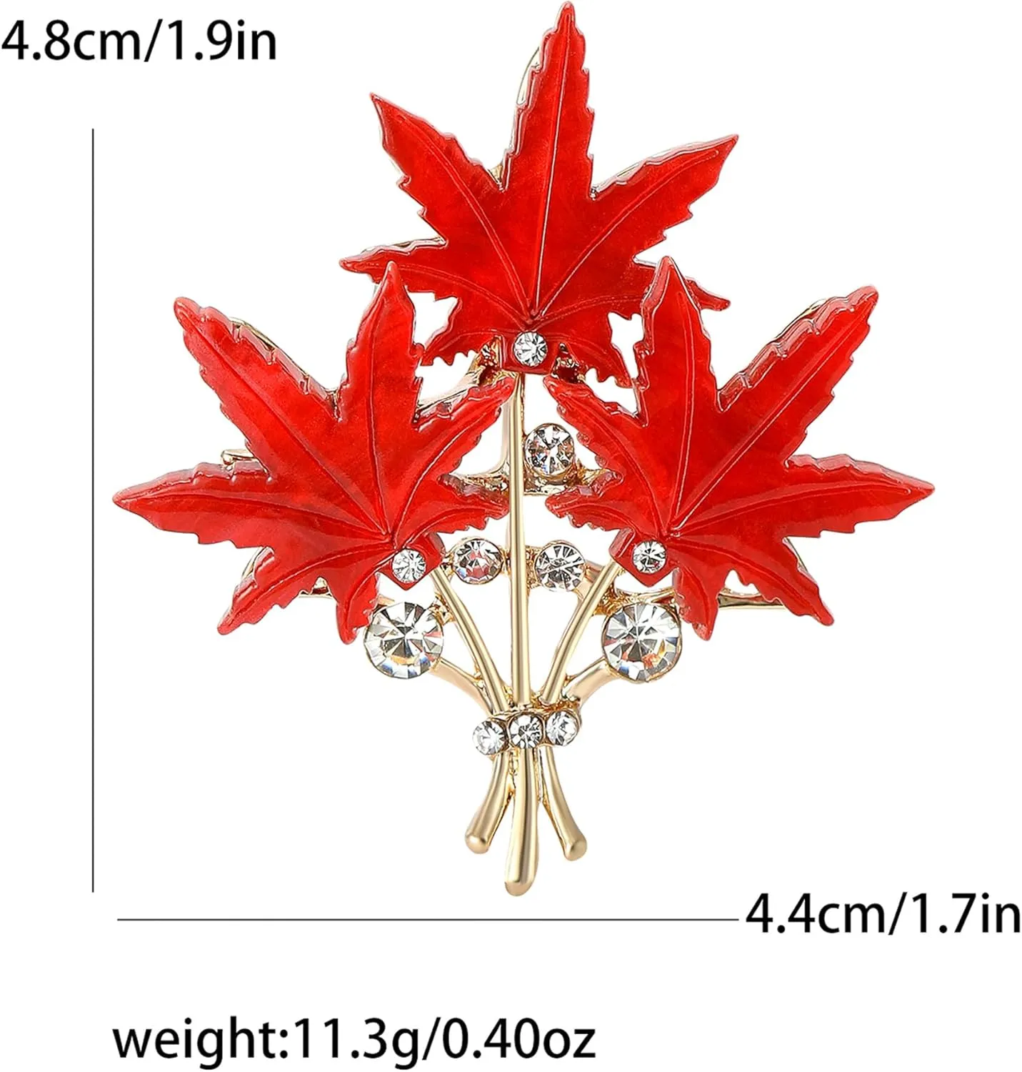 Acrylic Maple Leaf Lapel Brooch Pin Thanksgiving Fall Leaves Bouquet Rhinestone Crystal Pins Clip Sweater Hat Scarves Dress Suit Jacket Badges Brooches Vintage Jewelry Gifts for Women Mom Wife