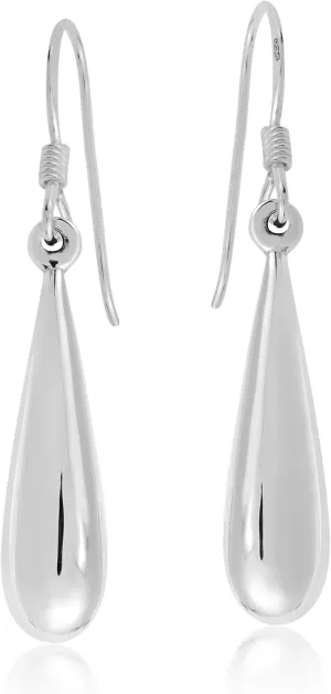 AeraVida Everyday Rain Drop .925 Sterling Silver Dangle Earrings | Elegant Minimalist Sterling Silver Jewelry for Women