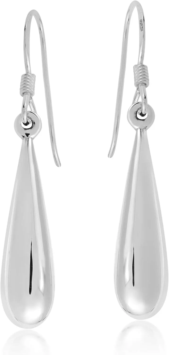 AeraVida Everyday Rain Drop .925 Sterling Silver Dangle Earrings | Elegant Minimalist Sterling Silver Jewelry for Women