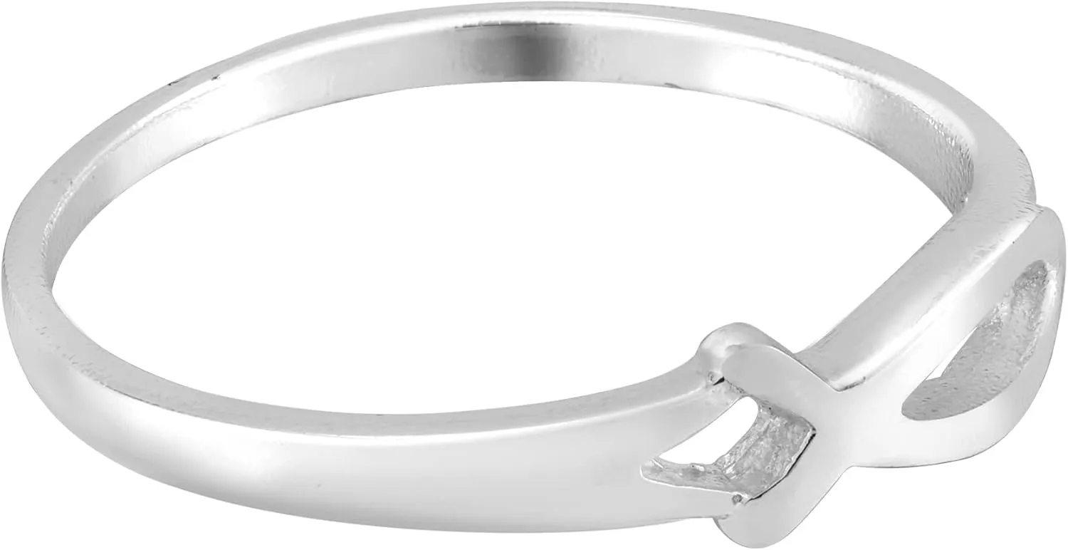 AeraVida Simple Christian Ichthys Jesus Fish .925 Sterling Silver Everyday Ring