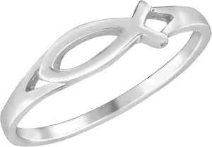 AeraVida Simple Christian Ichthys Jesus Fish .925 Sterling Silver Everyday Ring
