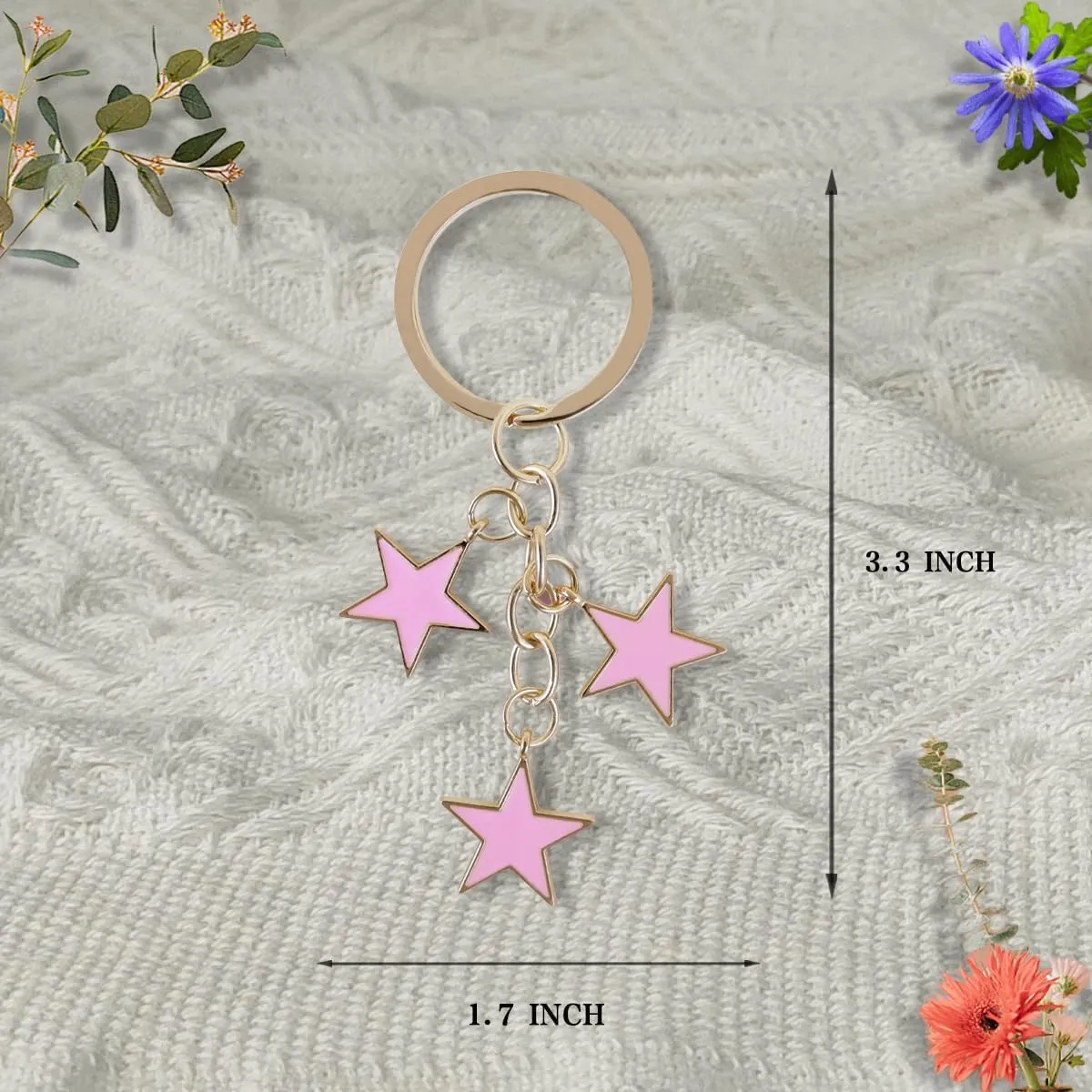 Aesthetic Silver Star Keychain Gothic Moon Key Chain Cute Pink Star Keys Chains