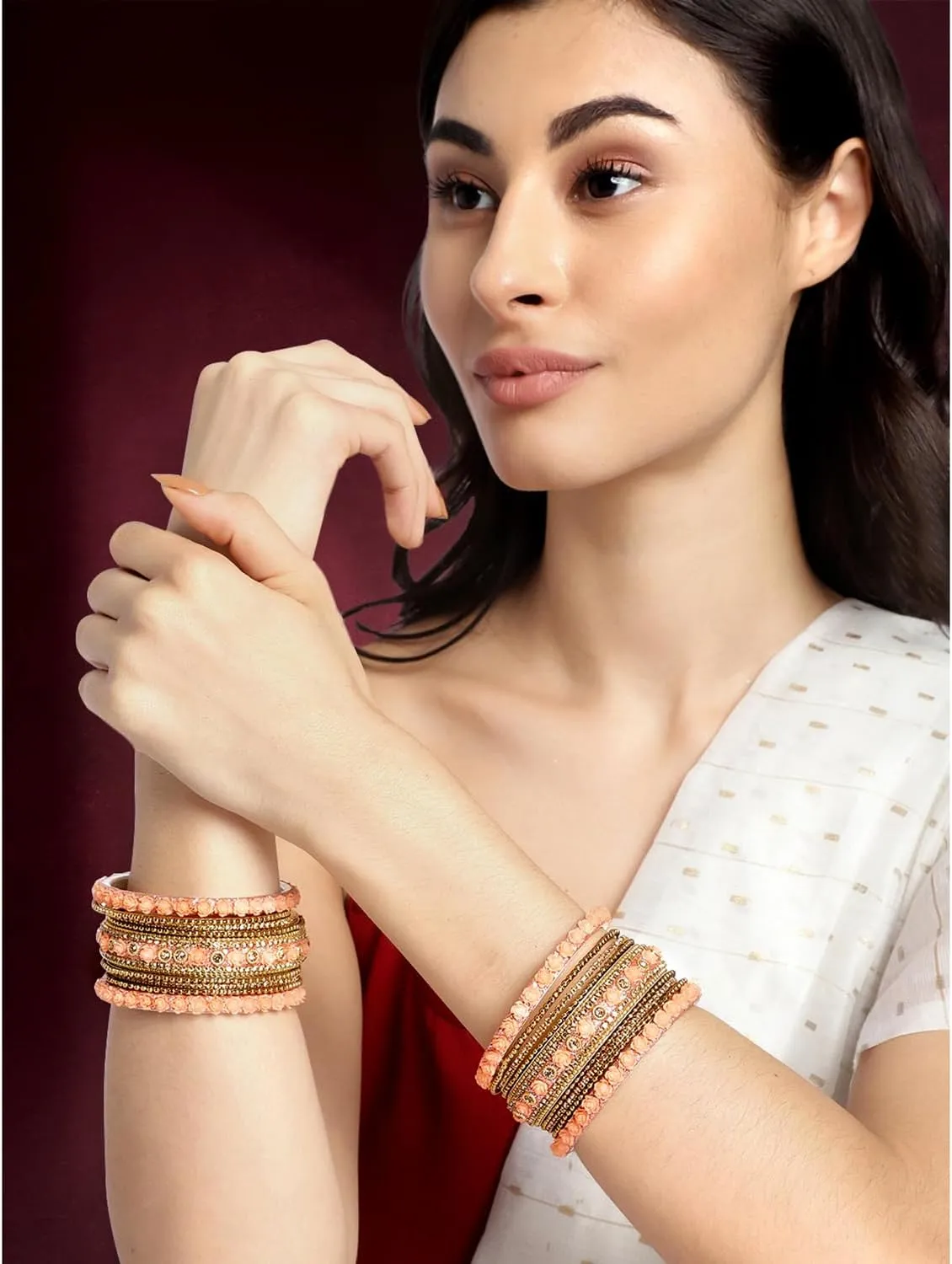 Aheli Ethnic Metal Bangles Chudha Set Stone Studded Bangle Set Indian Wedding Wear Fashion Jewelry Gift for Women Blue