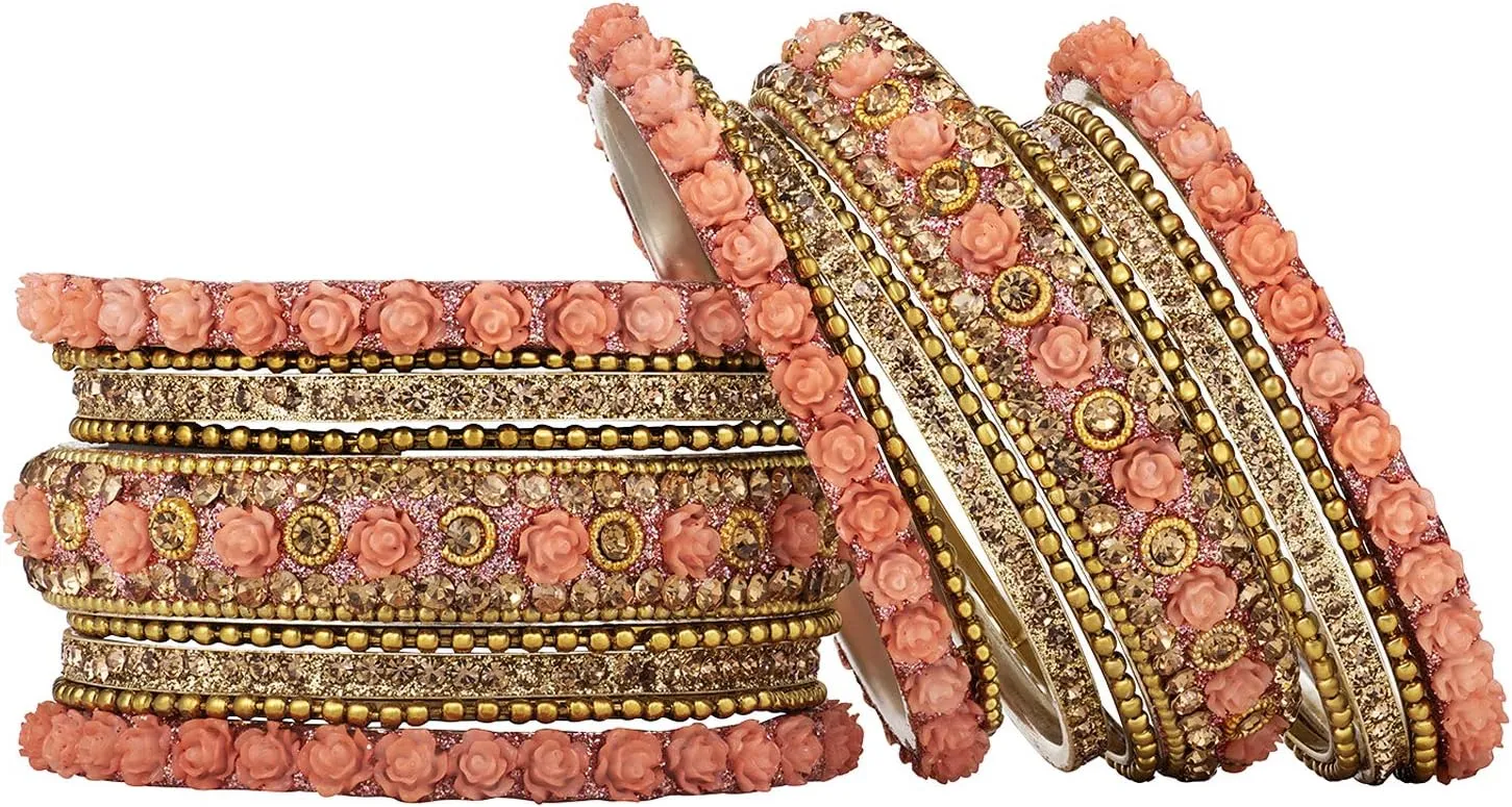 Aheli Ethnic Metal Bangles Chudha Set Stone Studded Bangle Set Indian Wedding Wear Fashion Jewelry Gift for Women Blue
