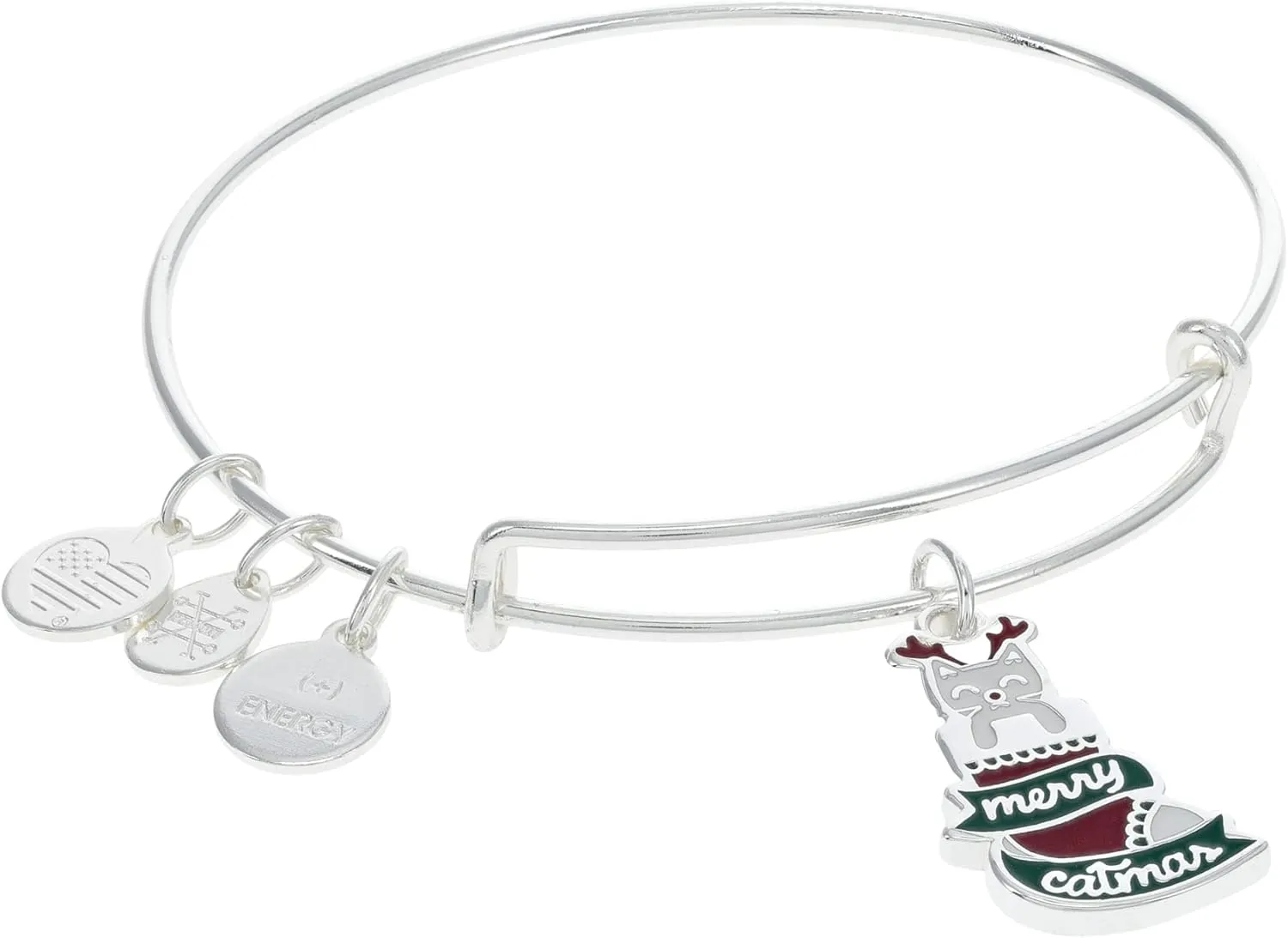 Alex and Ani AA702622SS,Merry Catmas Expandable Bangle Bracelet,Shiny Silver,Multi,Bracelet