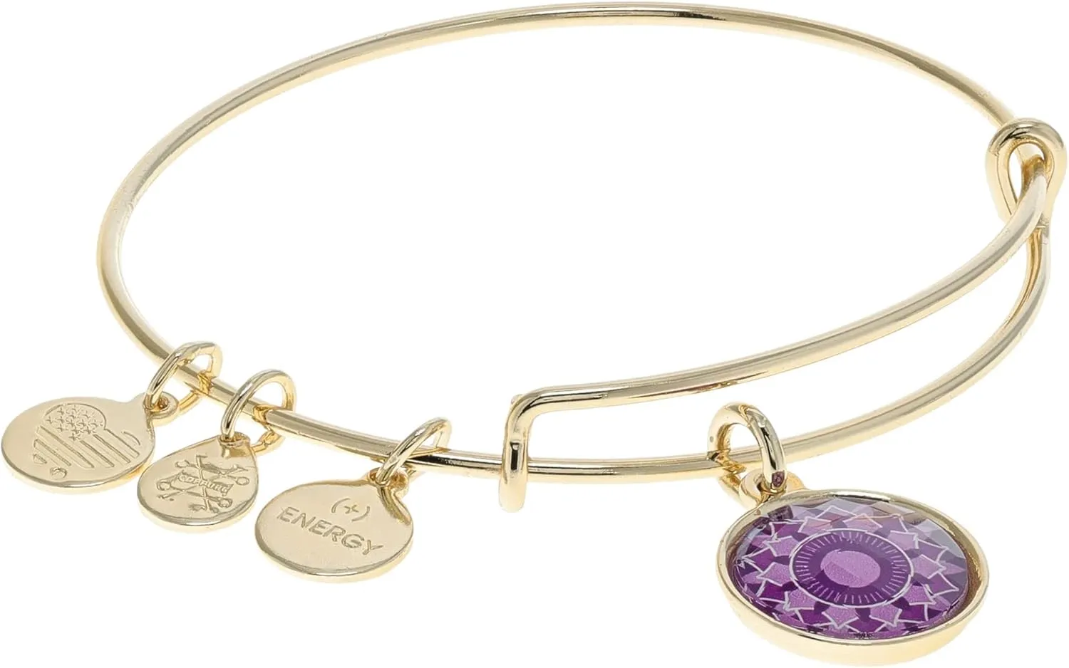 Alex and Ani Candy Crystals, Crown Chakra Expandable Bangle Bracelet,Shiny Gold,Purple, Bracelets