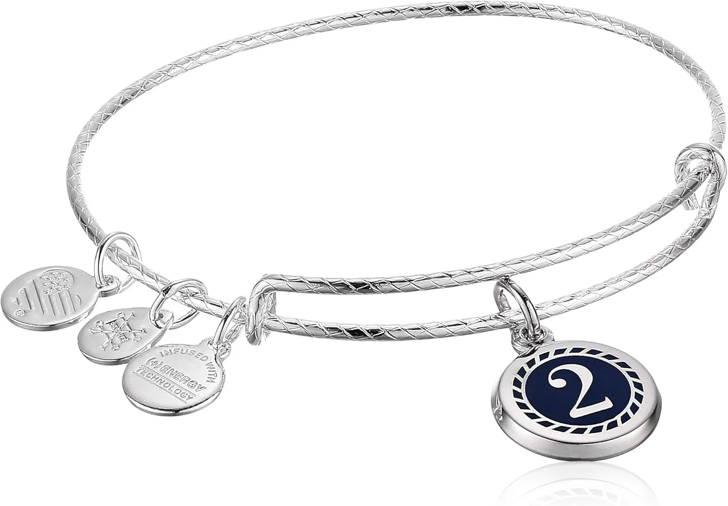 Alex and Ani Color Infusion Numerology Two EWB, Shiny Silver, One Size (A20EBNUM2SS)