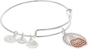 Alex and Ani Peanuts, Snoopy Pumpkin Expandable Bangle Bracelet, Shiny Silver Finish, Orange Charm