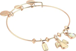 Alex and Ani Tree Topper Angel Trio Charm Bangle Bracelet Shiny Rose Gold