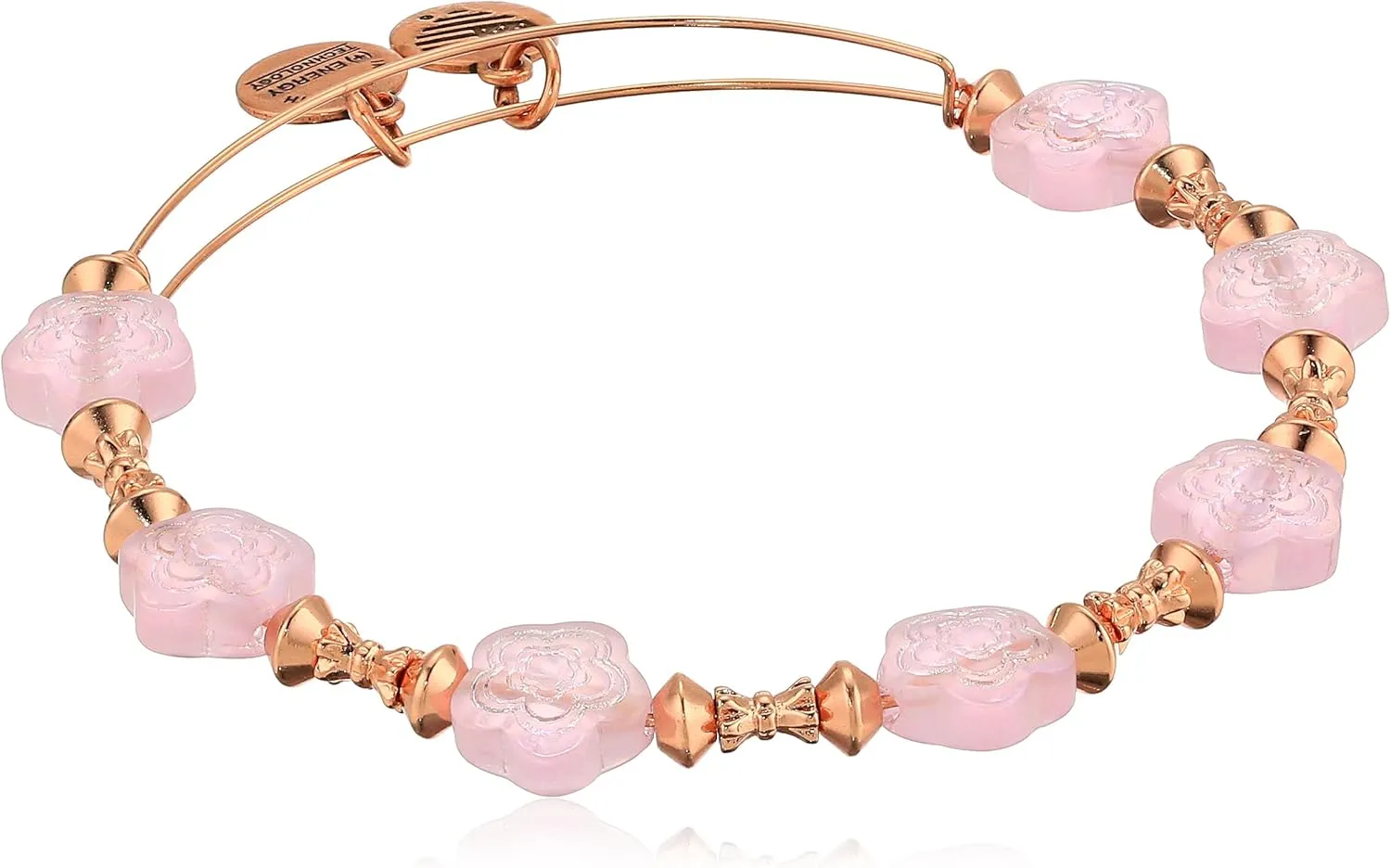 Alex and Ani Women's Flower Halo Coral Bangle Bracelet, Shiny Rose, Expandable