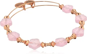 Alex and Ani Women's Flower Halo Coral Bangle Bracelet, Shiny Rose, Expandable