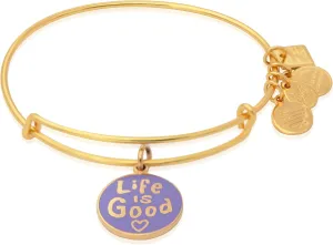 Alex and Ani Women's Life is Good II Bangle Bracelet, Shiny Gold, Expandable