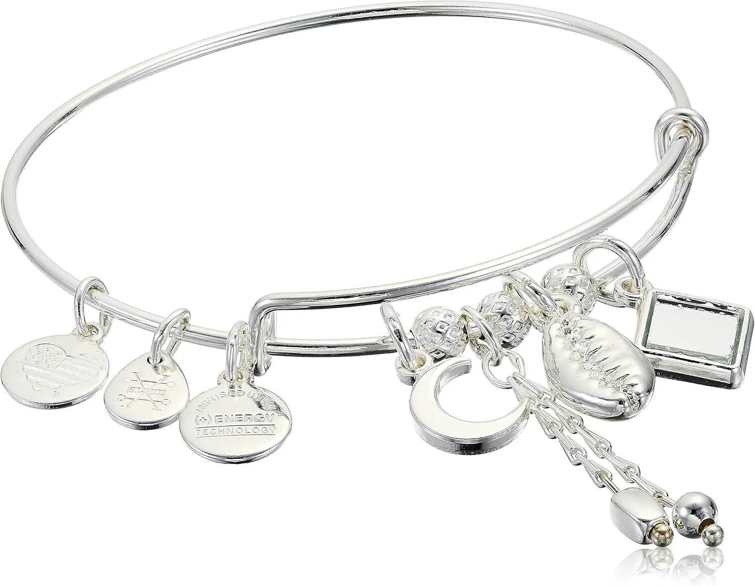 Alex and Ani Women's Puka Shell Cluster Charm Bangle Bracelet, Shiny Silver