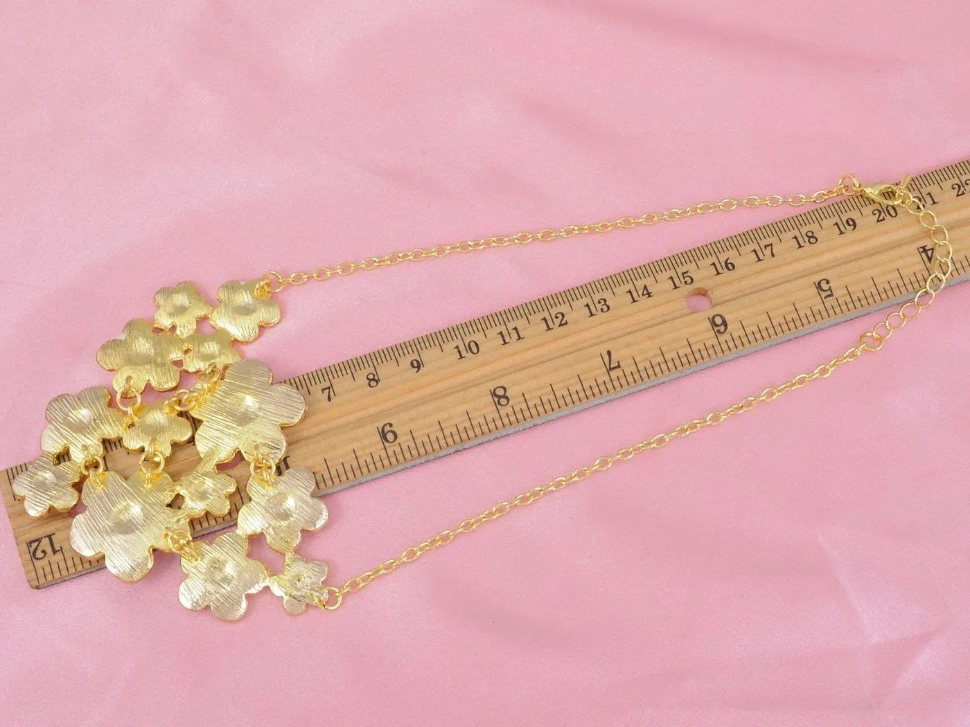 Alilang Golden Tone Enamel Flower and Butterfly Bib Statement Necklace Rhinestone Pearl