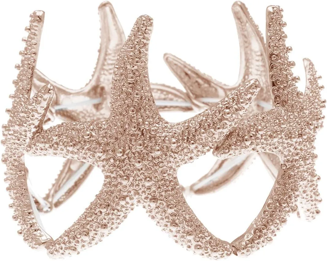Alilang Womens Shiny Textured Starfish Stretch Bangle Cuff Statement Bracelet