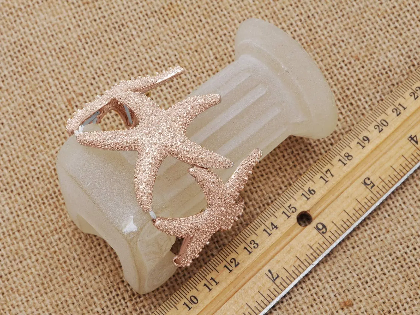Alilang Womens Shiny Textured Starfish Stretch Bangle Cuff Statement Bracelet