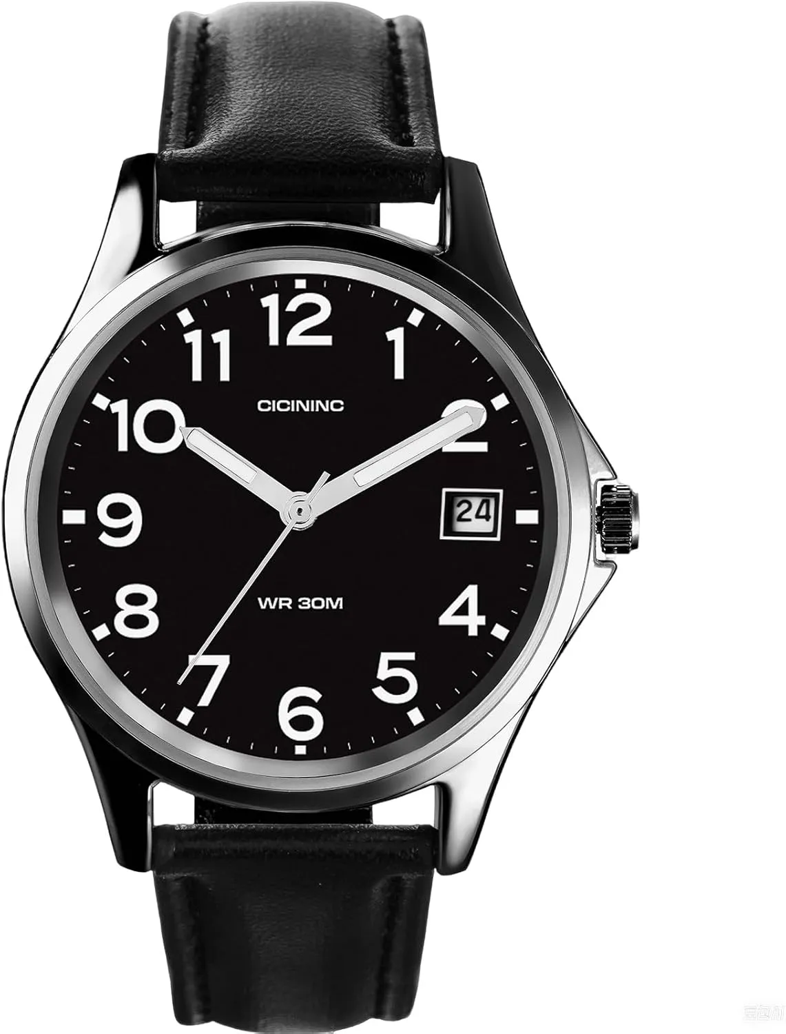 Analog Wrist Watch for Men Women-38mm Rugged Slim Wind Up Watches, Men's Everyday Leather Band Classic Wristwatch
