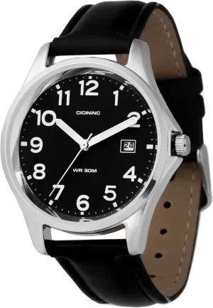 Analog Wrist Watch for Men Women-38mm Rugged Slim Wind Up Watches, Men's Everyday Leather Band Classic Wristwatch