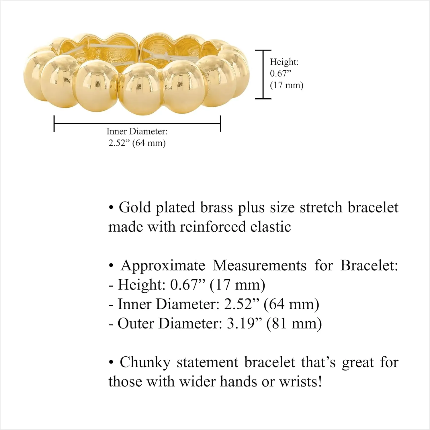 And Lovely 14K Gold or Rhodium Plated Plus Size Plated Bracelet Bangle - Set of 44