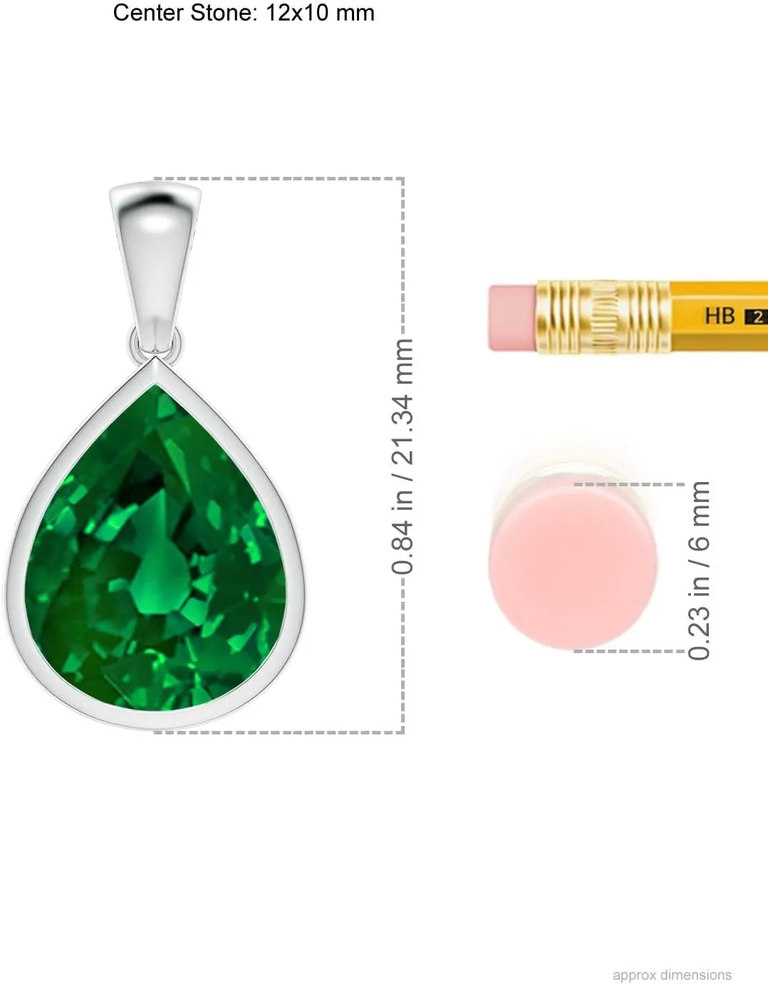 Angara Bezel-Set Pear Lab Grown Emerald Solitaire Pendant in 14K Solid Gold/Platinum | May Birthstone, Birthday, Engagement, Anniversary, Wedding Jewelry Gift for Women