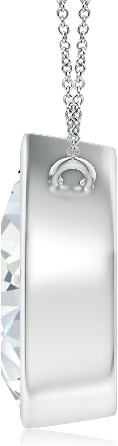 Angara Lab Grown Bezel-Set Pear-Shaped Diamond Solitaire Pendant in 14K Solid Gold/Platinum | April Birthstone, Birthday, Engagement, Anniversary, Wedding Jewelry Gift for Women