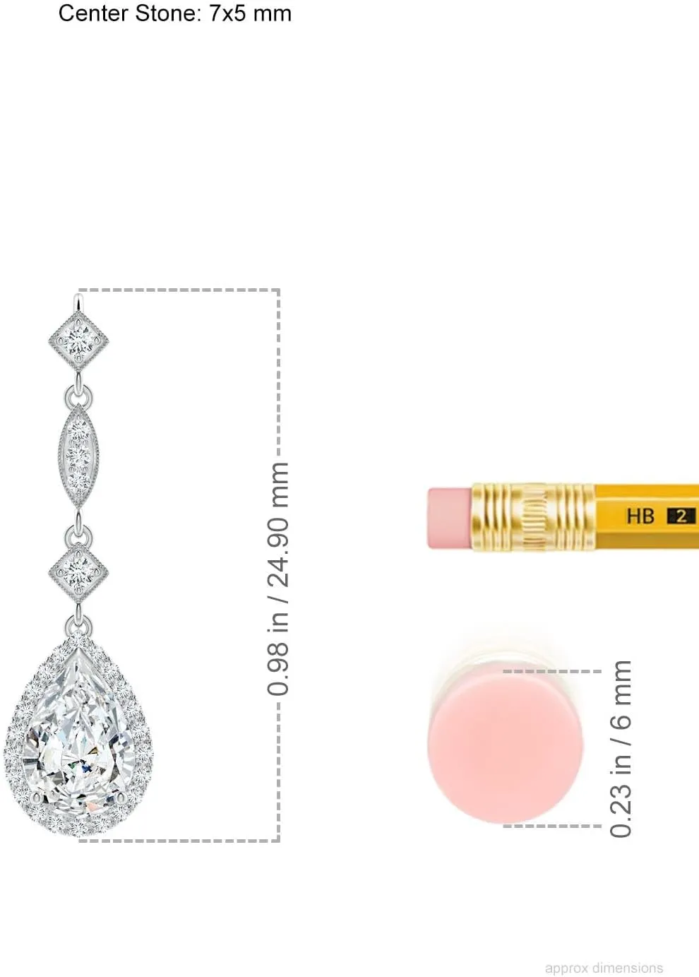 Angara Lab Grown Diamond Teardrop Pendant with Lab Diamond Accents in 14K Solid Gold/Platinum | April Birthstone, Birthday, Engagement, Anniversary, Wedding Jewelry Gift for Women