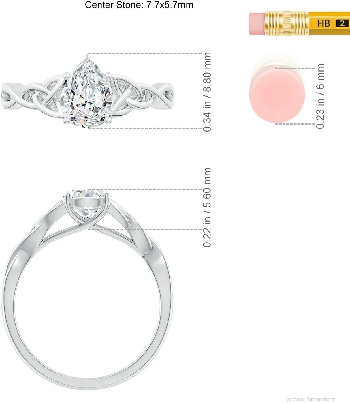 Angara Lab Grown Pear-Shaped Diamond Celtic Knot Engagement Ring in Silver / 14K Solid Gold/Platinum | April Birthstone, Birthday, Anniversary, Wedding Jewelry Gift for Women