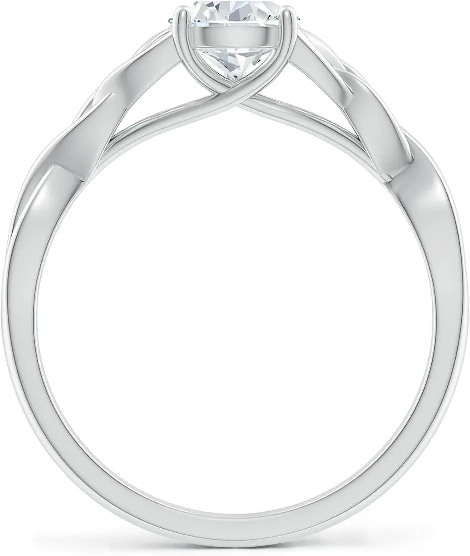 Angara Lab Grown Pear-Shaped Diamond Celtic Knot Engagement Ring in Silver / 14K Solid Gold/Platinum | April Birthstone, Birthday, Anniversary, Wedding Jewelry Gift for Women