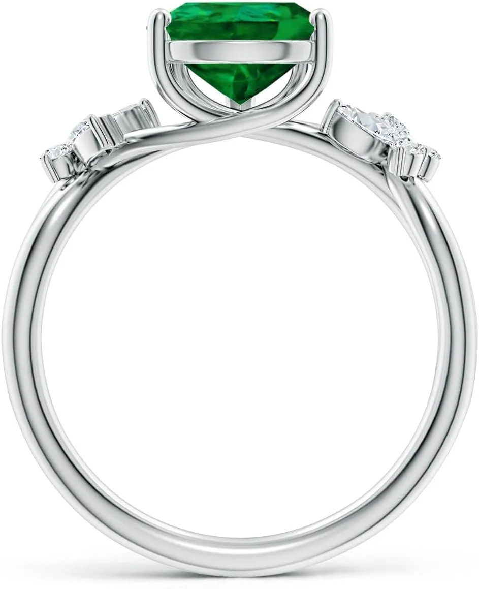 Angara Lab Grown Pear-Shaped Emerald Butterfly Engagement Ring in 14K Solid Gold/Platinum | May Birthstone, Birthday, Anniversary, Wedding Jewelry Gift for Women