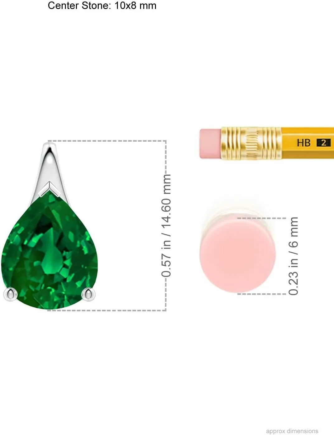 Angara Lab Grown Pear-Shaped Emerald Solitaire Pendant in 14K Solid Gold/Platinum | May Birthstone, Birthday, Engagement, Anniversary, Wedding Jewelry Gift for Women