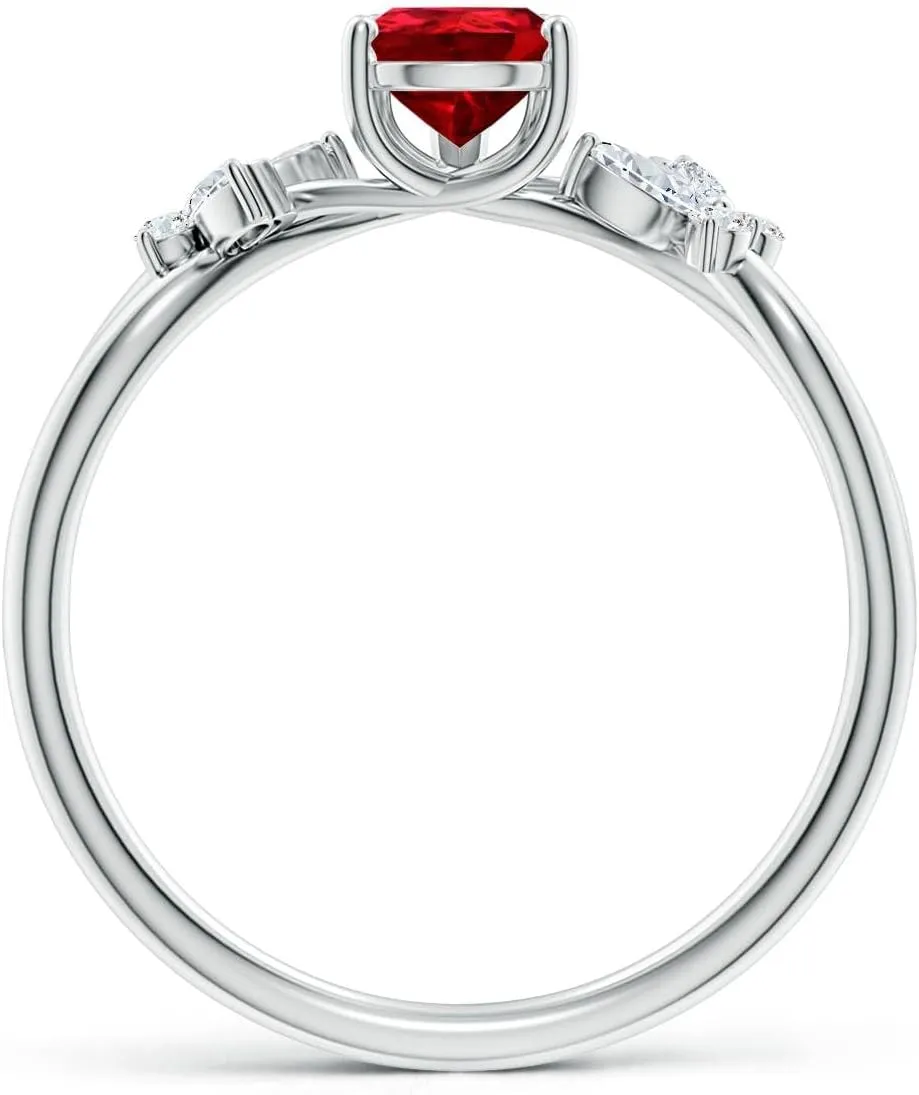 Angara Lab Grown Pear-Shaped Ruby Butterfly Engagement Ring in 14K Solid Gold/Platinum | July Birthstone, Birthday, Anniversary, Wedding Jewelry Gift for Women