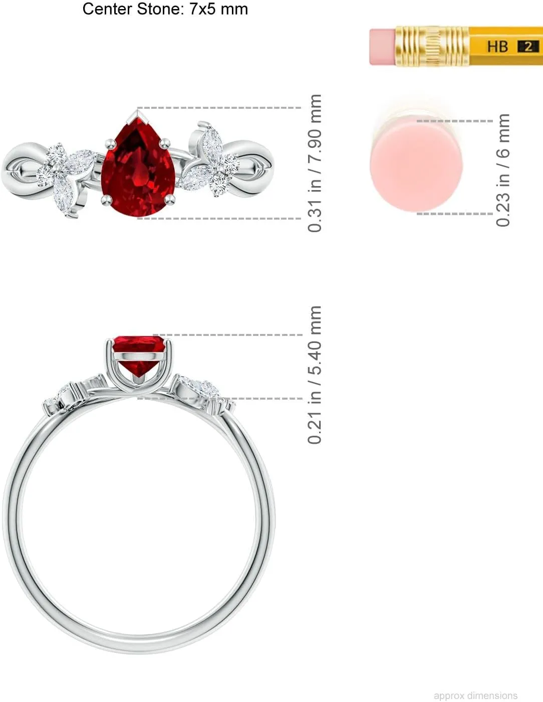 Angara Lab Grown Pear-Shaped Ruby Butterfly Engagement Ring in 14K Solid Gold/Platinum | July Birthstone, Birthday, Anniversary, Wedding Jewelry Gift for Women
