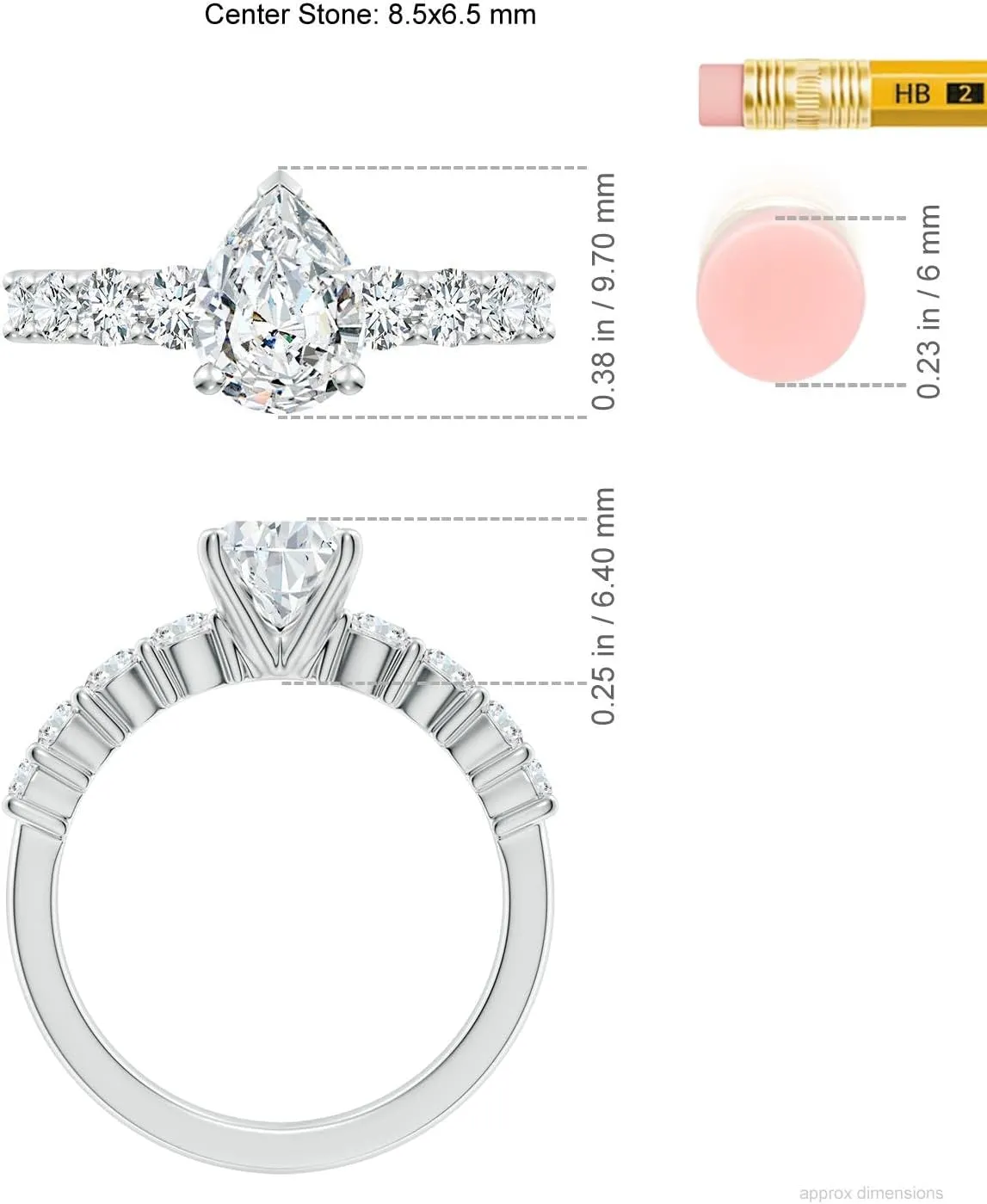 Angara Lab Grown Solitaire Pear Diamond Graduated Engagement Ring in Silver / 14K Solid Gold/Platinum | April Birthstone, Birthday, Anniversary, Wedding Jewelry Gift for Women