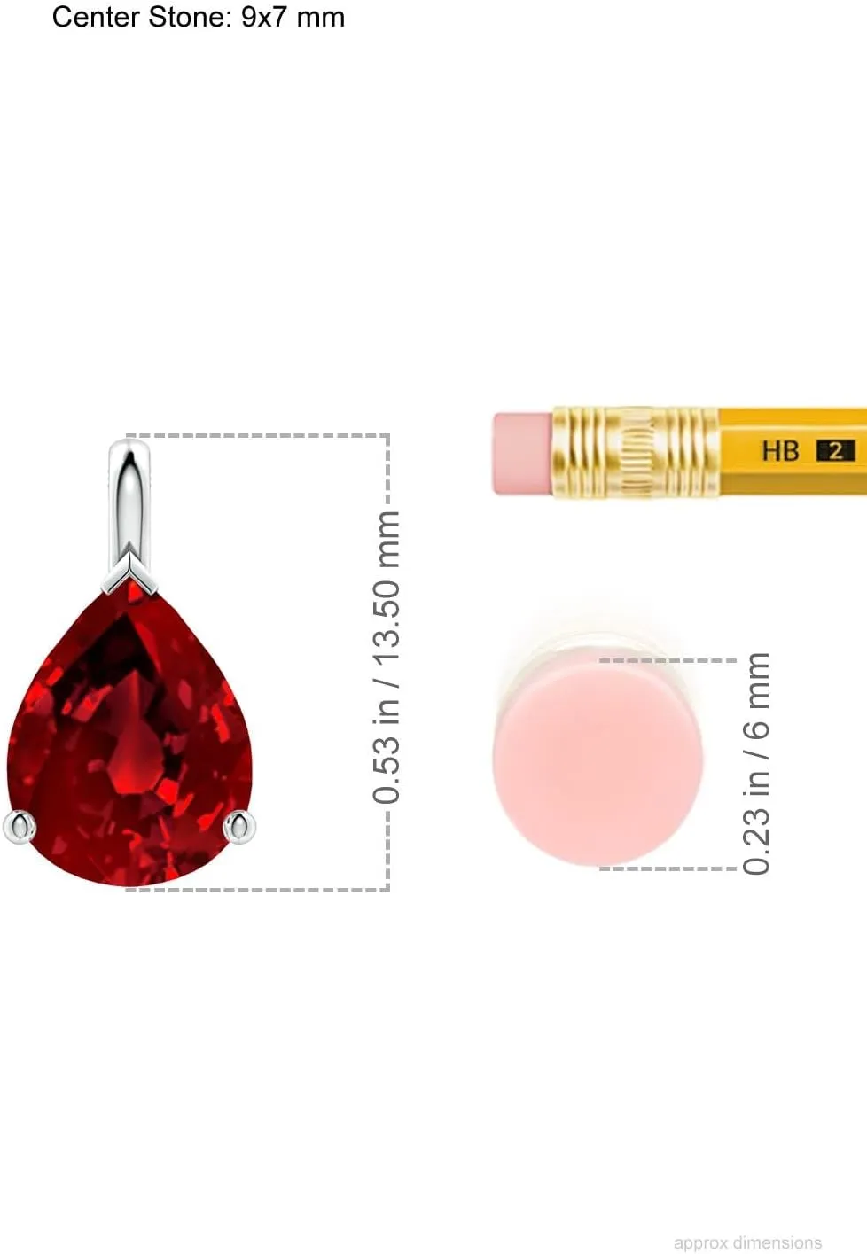 Angara Lab Grown Solitaire Pear Ruby Classic Pendant in 14K Solid Gold/Platinum | July Birthstone, Birthday, Engagement, Anniversary, Wedding Jewelry Gift for Women