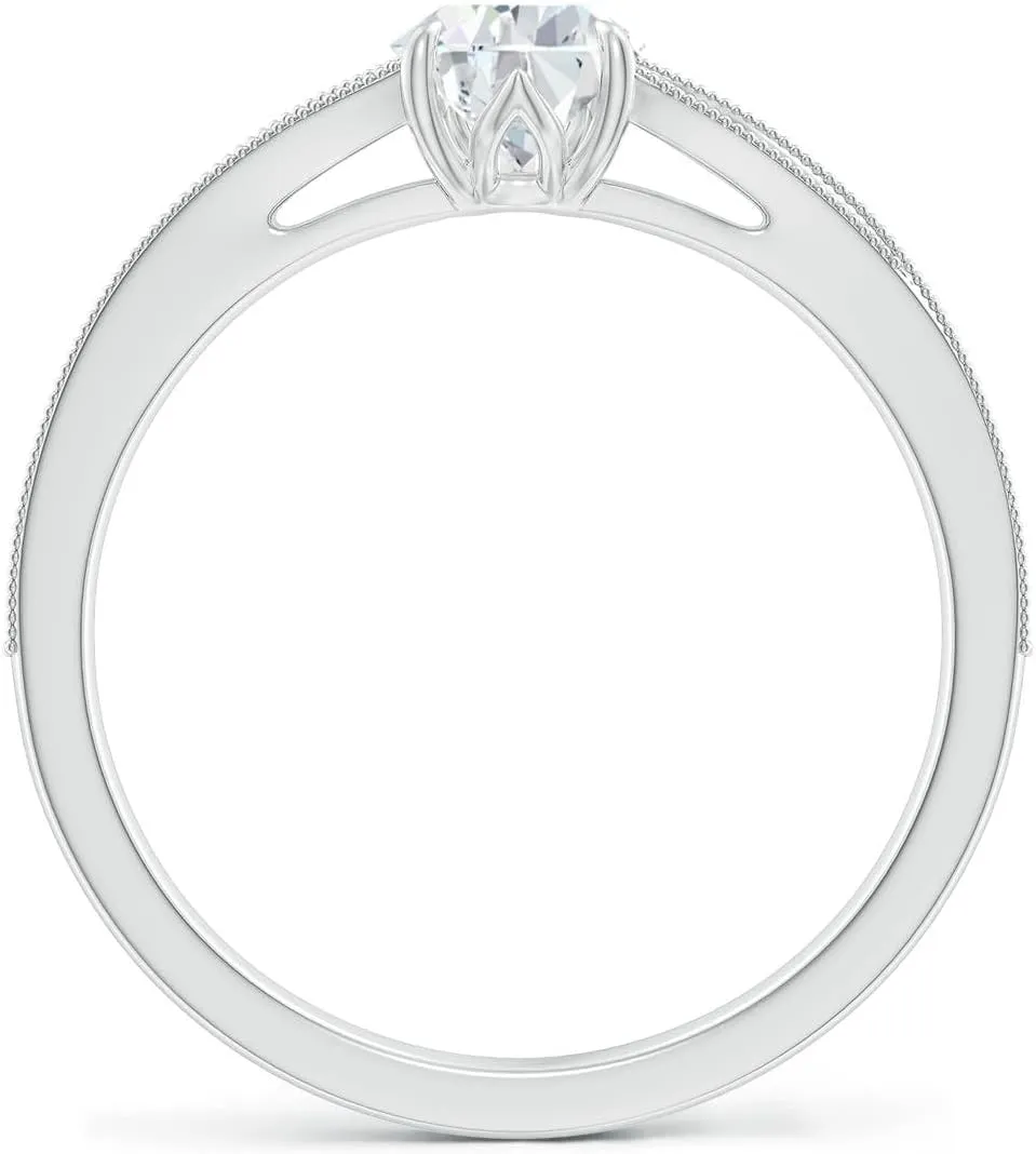 Angara Lab Grown Vintage Inspired Pear Diamond Split Shank Engagement Ring in 14K Solid Gold/Platinum | April Birthstone, Birthday, Anniversary, Wedding Jewelry Gift for Women