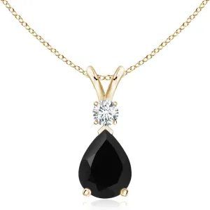 Angara Natural Black Onyx Teardrop Pendant Necklace for Women in Sterling Silver / 14K Solid Gold | Birthday, Engagement, Anniversary, Wedding Jewelry Gift for Women