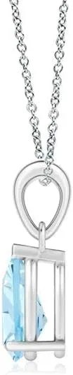 Angara Natural Pear-Shaped Aquamarine Solitaire Pendant in Silver / 14K Solid Gold/Platinum | March Birthstone, Birthday, Engagement, Anniversary, Wedding Jewelry Gift for Women