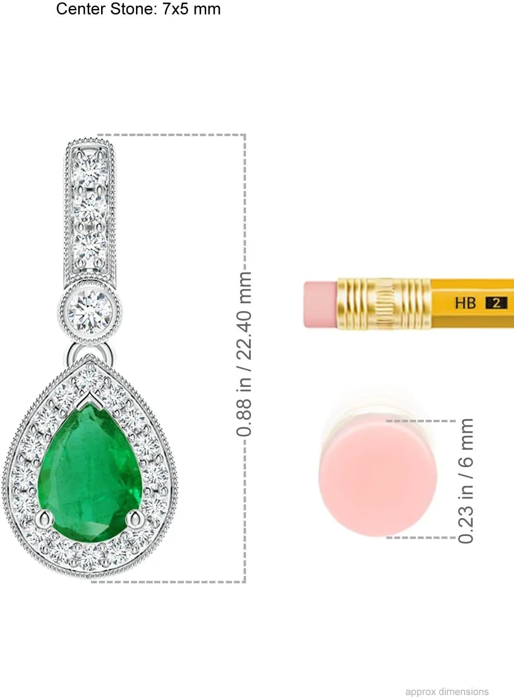 Angara Natural Pear-Shaped Emerald and pave Diamond Halo Pendant in 14K Solid Gold/Platinum | May Birthstone, Birthday, Engagement, Anniversary, Wedding Jewelry Gift for Women