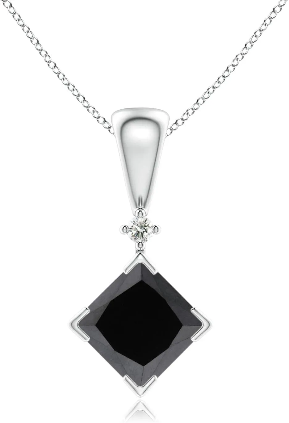 Angara Natural Princess-Cut Enhanced Black Diamond Pendant in 14K Solid Gold/Platinum | Birthday, Engagement, Anniversary, Wedding Jewelry Gift for Women