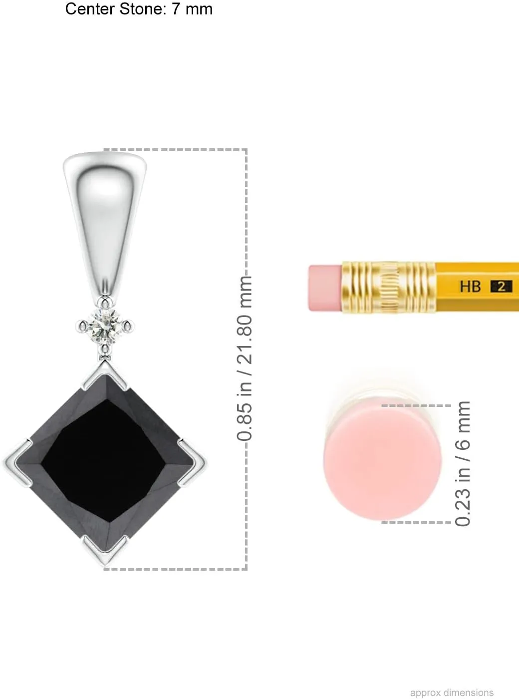 Angara Natural Princess-Cut Enhanced Black Diamond Pendant in 14K Solid Gold/Platinum | Birthday, Engagement, Anniversary, Wedding Jewelry Gift for Women