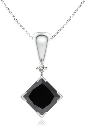Angara Natural Princess-Cut Enhanced Black Diamond Pendant in 14K Solid Gold/Platinum | Birthday, Engagement, Anniversary, Wedding Jewelry Gift for Women