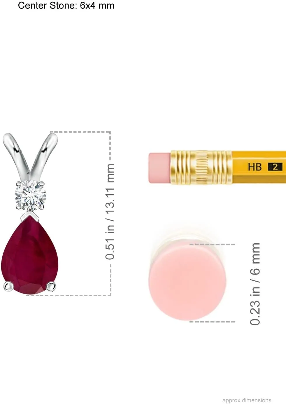 Angara Natural Ruby Teardrop Pendant with Diamond in Silver / 14K Solid Gold/Platinum | July Birthstone, Birthday, Engagement, Anniversary, Wedding Jewelry Gift for Women