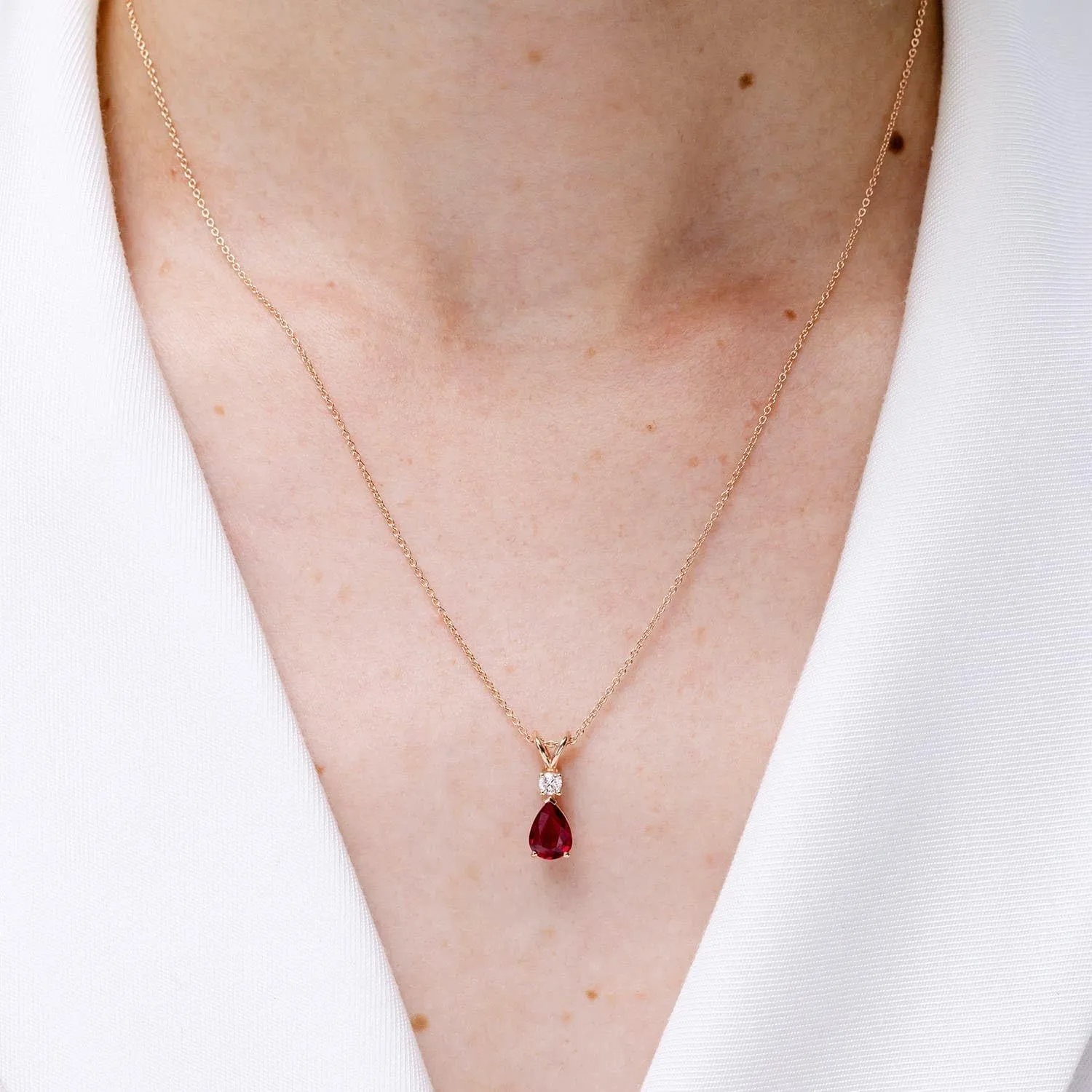 Angara Natural Ruby Teardrop Pendant with Diamond in Silver / 14K Solid Gold/Platinum | July Birthstone, Birthday, Engagement, Anniversary, Wedding Jewelry Gift for Women
