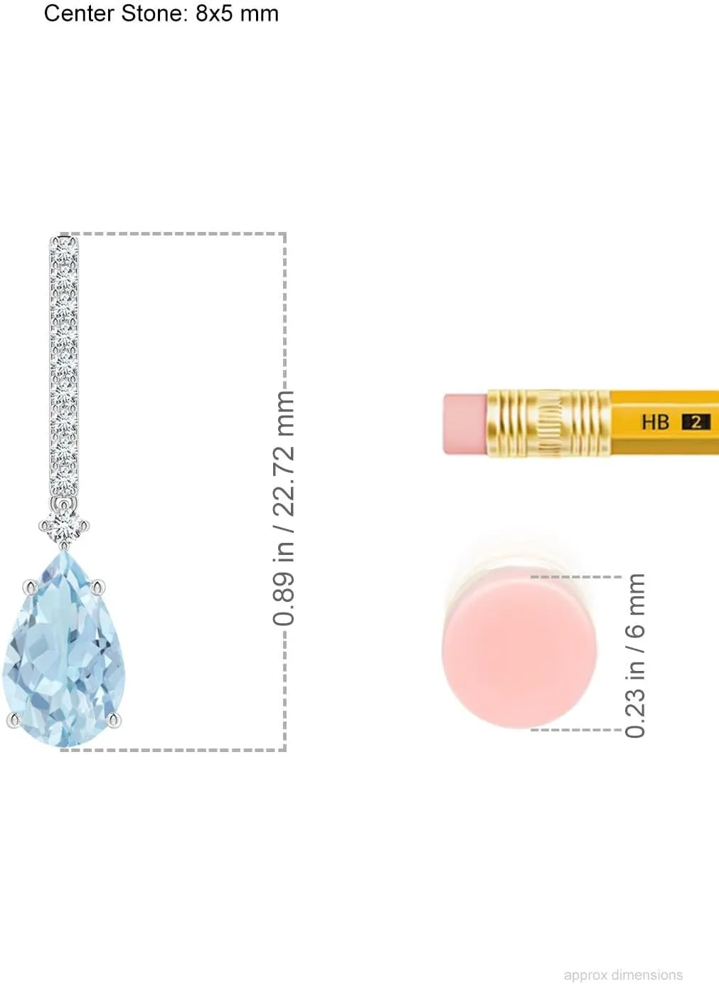 ANGARA Natural Solitaire Pear Aquamarine Drop Earrings with Diamonds in 14K Solid Gold/Platinum | March Birthstone, Birthday, Engagement, Anniversary, Wedding Jewelry Gift for Women