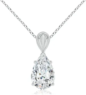 Angara Solitaire Pear-Shaped Lab Grown Diamond Classic Pendant in 14K Solid Gold/Platinum | April Birthstone, Birthday, Engagement, Anniversary, Wedding Jewelry Gift for Women