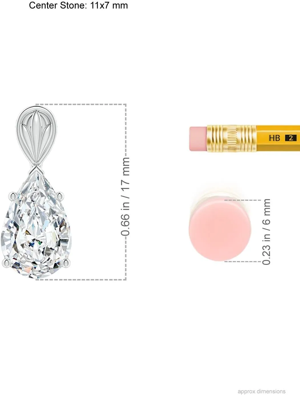 Angara Solitaire Pear-Shaped Lab Grown Diamond Classic Pendant in 14K Solid Gold/Platinum | April Birthstone, Birthday, Engagement, Anniversary, Wedding Jewelry Gift for Women